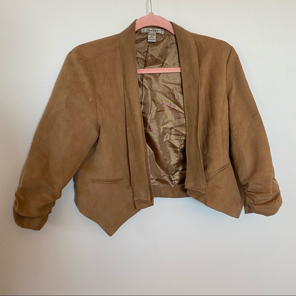 Brown suede crop blazer